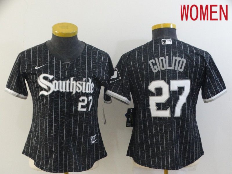 Women Chicago White Sox 27 Giolito City Edition Black Game Nike 2021 MLB Jerseys